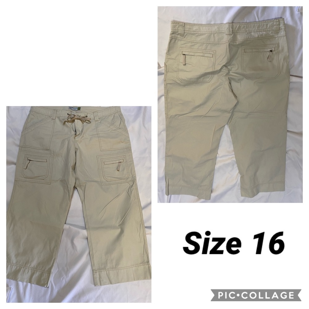 Khaki Cargo Capri Pant
